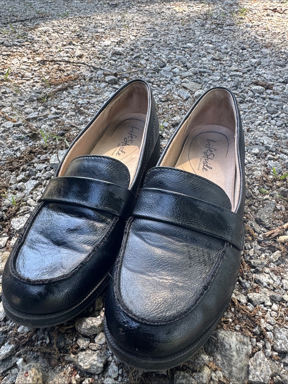 Life Stride Black Leather Penny Loafers